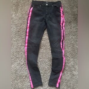 Bootleg Black Pants with Pink Accent